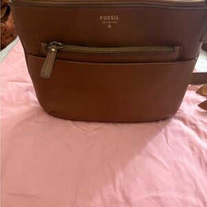 Fossil Tan Leather Crossbody Bag